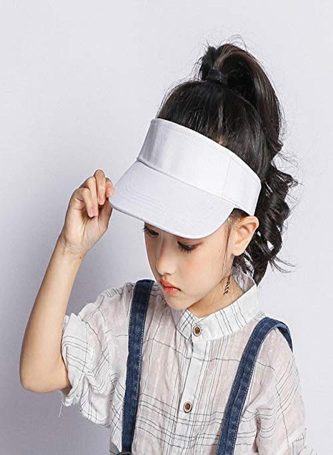 Vikodah Toddlers Kids Visor-Sun-Hat Cotton Sport Golf Visor Cap Hat Adjustable fit 2-6 Years Old White - Image 2