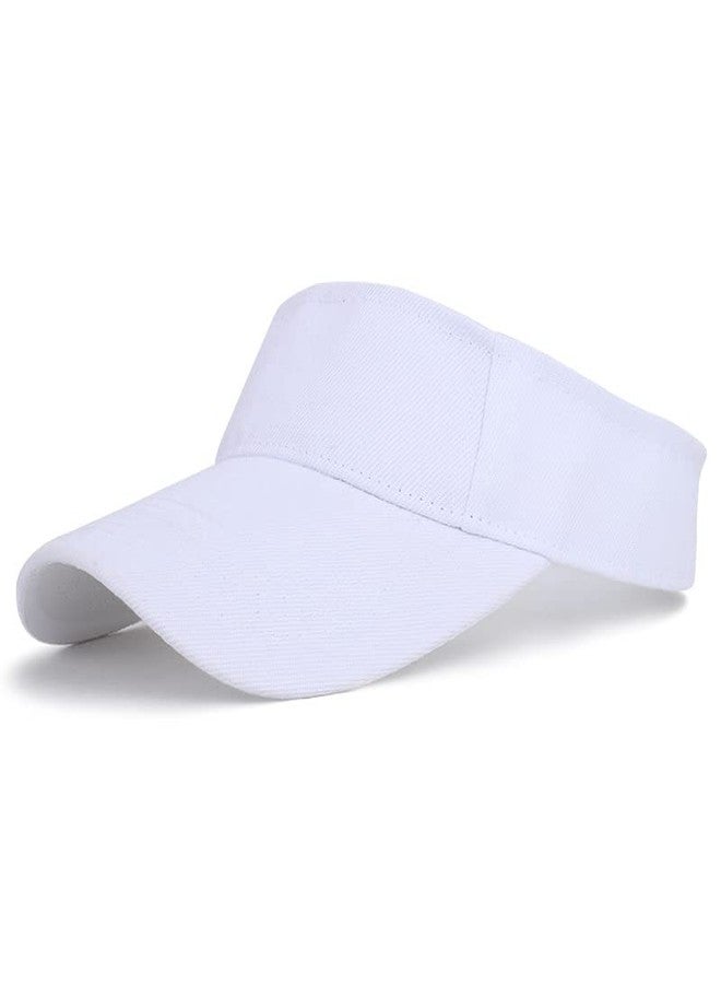 Vikodah Toddlers Kids Visor-Sun-Hat Cotton Sport Golf Visor Cap Hat Adjustable fit 2-6 Years Old White - Image 1