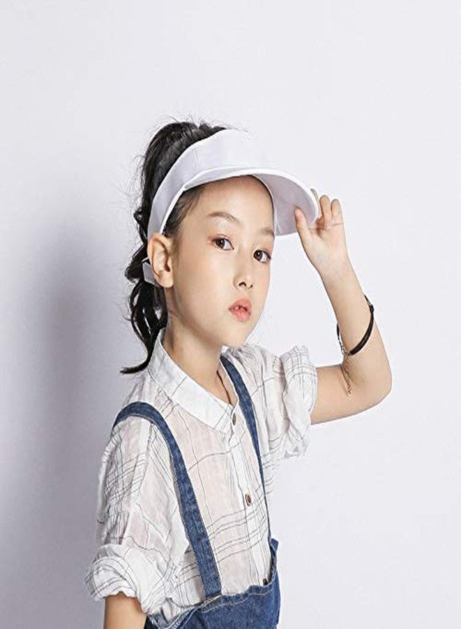 Vikodah Toddlers Kids Visor-Sun-Hat Cotton Sport Golf Visor Cap Hat Adjustable fit 2-6 Years Old White - Image 3