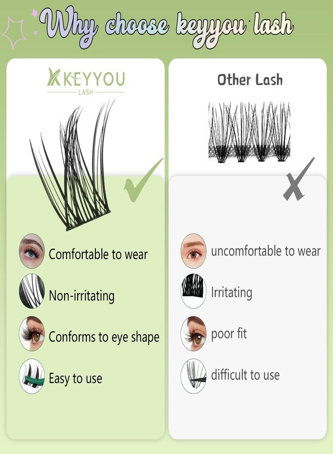 KEYYOU LASH clusters 120Pcs D Curl Angel Eyelash Extension Thick Wispy Natural Band Lash with Waterproof DIY Lash Extension at Home（Angel A04-D-10-18MIX） - Image 4