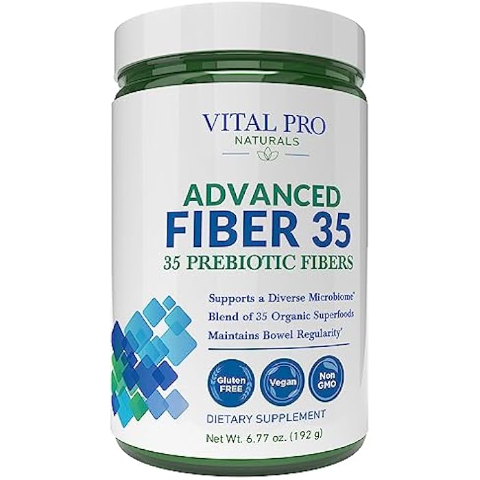 Vital Planet Vital Pro Naturals - Advanced Fiber 35 Powder Supplement for Dietary Support and Occasional Constipation with 35 Prebiotic Fibers and 35 Organic Superfoods for Bowel Regularity, 6.77 oz - Image 1