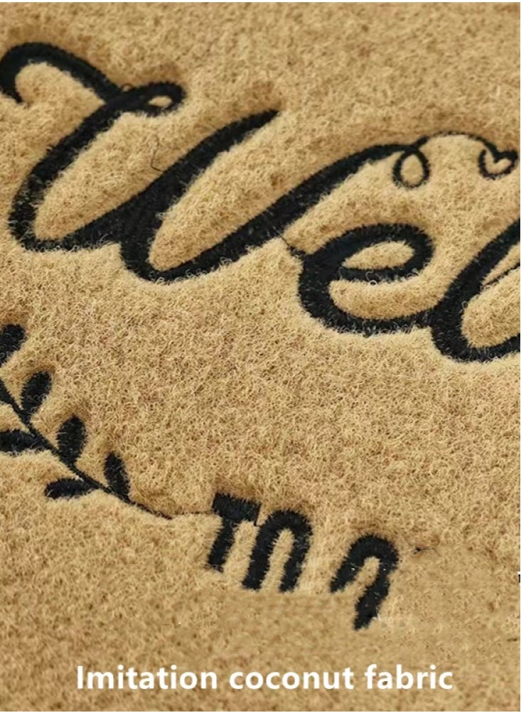 Kutis 1-Piece Welcome Anti-Skid Doormat Polyester Khaki 60x40 Centimeter  - Image 3