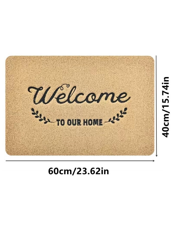 Kutis 1-Piece Welcome Anti-Skid Doormat Polyester Khaki 60x40 Centimeter  - Image 5