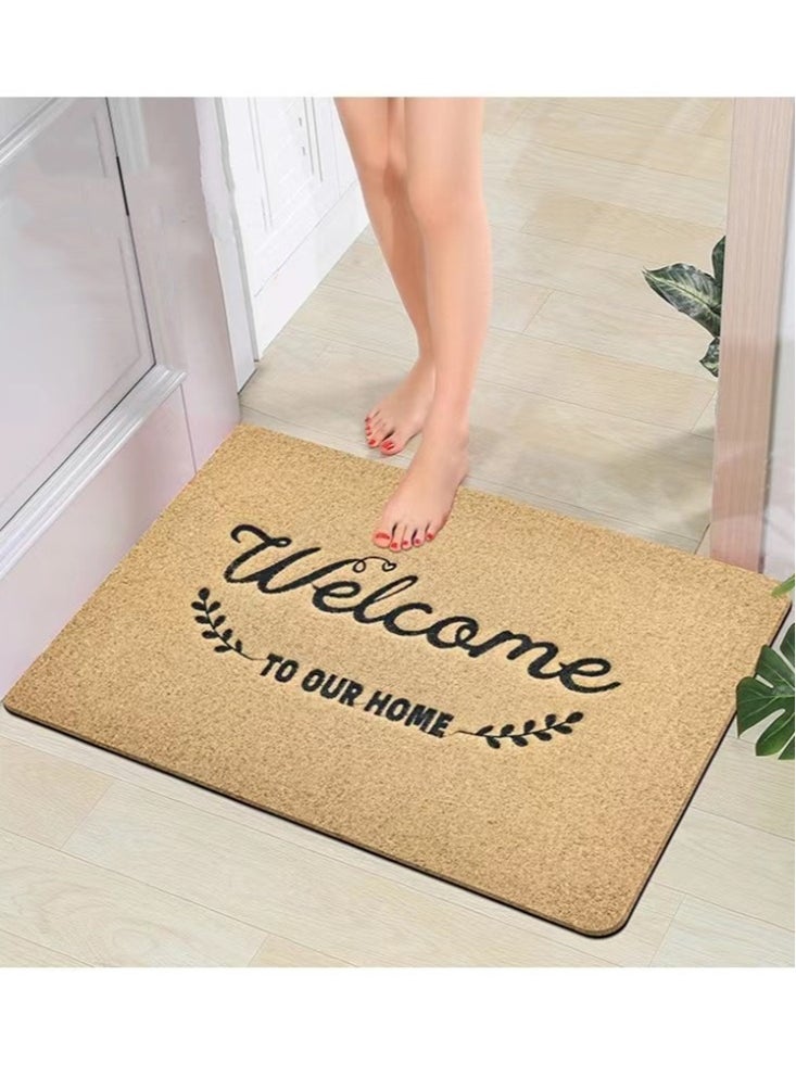 Kutis 1-Piece Welcome Anti-Skid Doormat Polyester Khaki 60x40 Centimeter  - Image 2