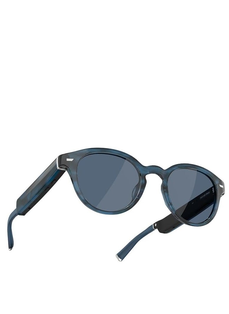 Echo Frames (3rd Gen) | Smart glasses with Alexa | Round frames in Blue Tortoise with polarized sunglass lenses