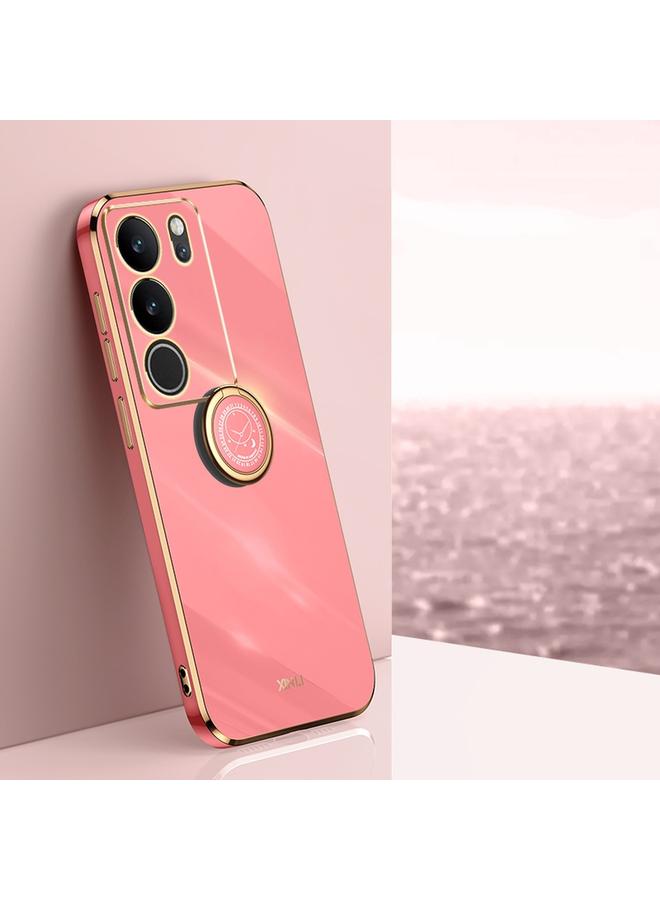Case For vivo S17 Straight Edge 6D Electroplate TPU Phone Case with Ring Holder