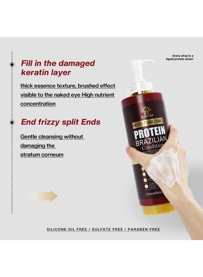 STARPLEX Smoothing & Shine Enhancing Brazilian Protein Conditioner for Women 800ml | with Cocoa Nuts & Sea Salt | Nourishing & Frizz Control for Silky Hair | Salon Daily Use - Image 5