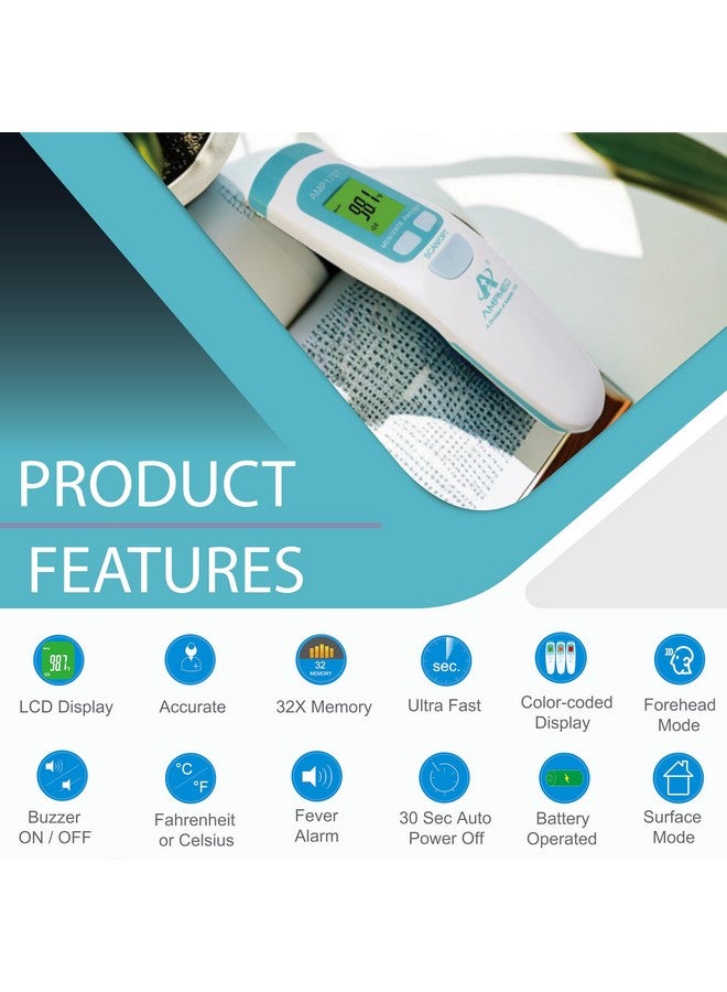 Amplim No Touch Forehead Thermometer Non Contact Baby Thermometer Essentials For Adults Kids Toddlers Infants Accurate Touchless Temporal Thermometer With Storage Case Blue - Image 3
