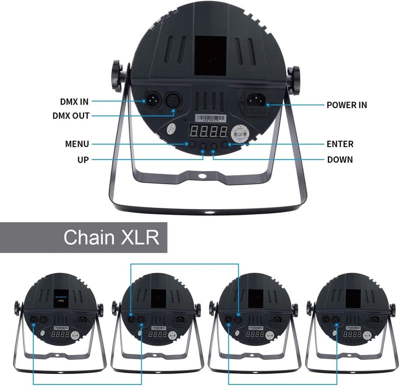 MLD MLD 60 LED Stage Lights RGB DJ Par Lights Uplights DMX Control Sound Activated Par Light for Halloween Wedding Party Bar Club Music Live Show Size 60 Led Dj parcolour RGB Pack of 2  - Image 4