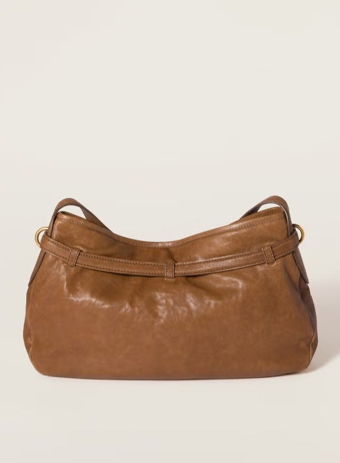 مياو مياو حقيبة أفنتشر نابا الجلدية، حقيبة كروس نسائية، حقيبة توت نسائية، حقيبة كتف نسائية، حقيبة يد نسائية، حقيبة سفر نسائية، بني فاتح - 32 سم - Image 4