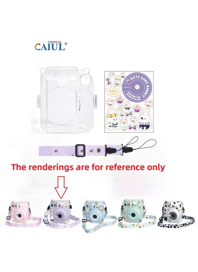Generic Product Instaxmini12 Transparent Crystal Case Protective Case Anti-scratch Anti-drop [excluding Camera]]-Product Color:12/Case With Photo (without Camera)-Model:Mini12 Crystal Case Purple Shoulder Strap Sticker  - Image 1
