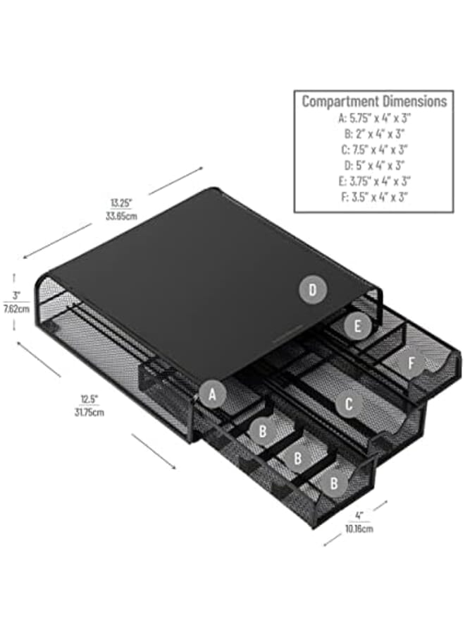 Mind Reader Monmesh Blk Monitor Stand And Desk Organizer Black Metal Mesh - Image 3