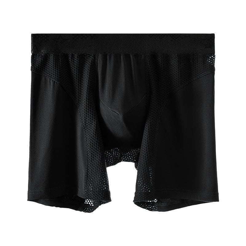 Mens Long Sport Boxer Briefs Anti-Chafe Modal Black  - Image 1