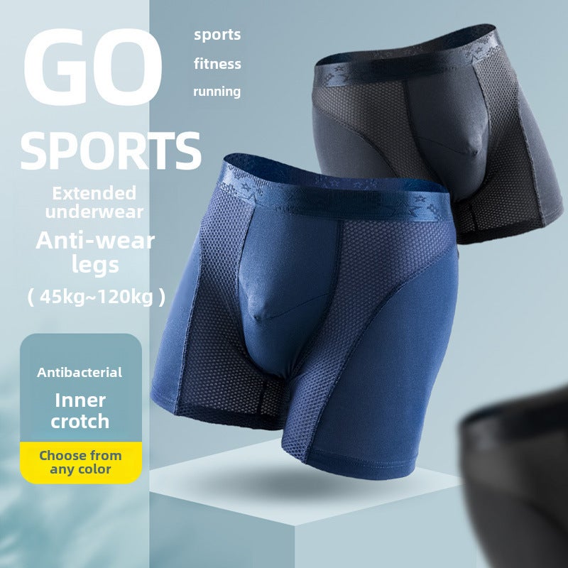 Mens Long Sport Boxer Briefs Anti-Chafe Modal Black  - Image 4