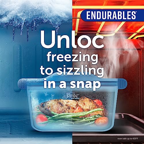 Ziploc Endurables Silicone Food Storage Meal Prep Containers, Microwave Safe and Eco-Friendly, Medium Container, 1 Count - Image 3