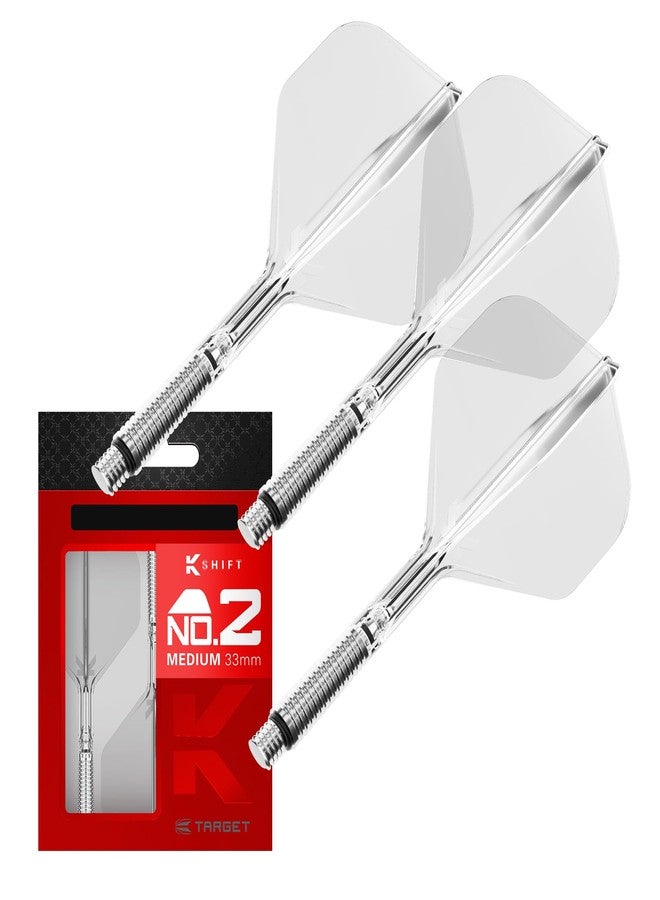Target Darts K-Shift No.2 Integrated Flights & Shafts | K Shift No. 2 Flight & Shaft System, Clear - K-Flex Medium Shift Spin Base, Professional Dart Accessories - Image 1