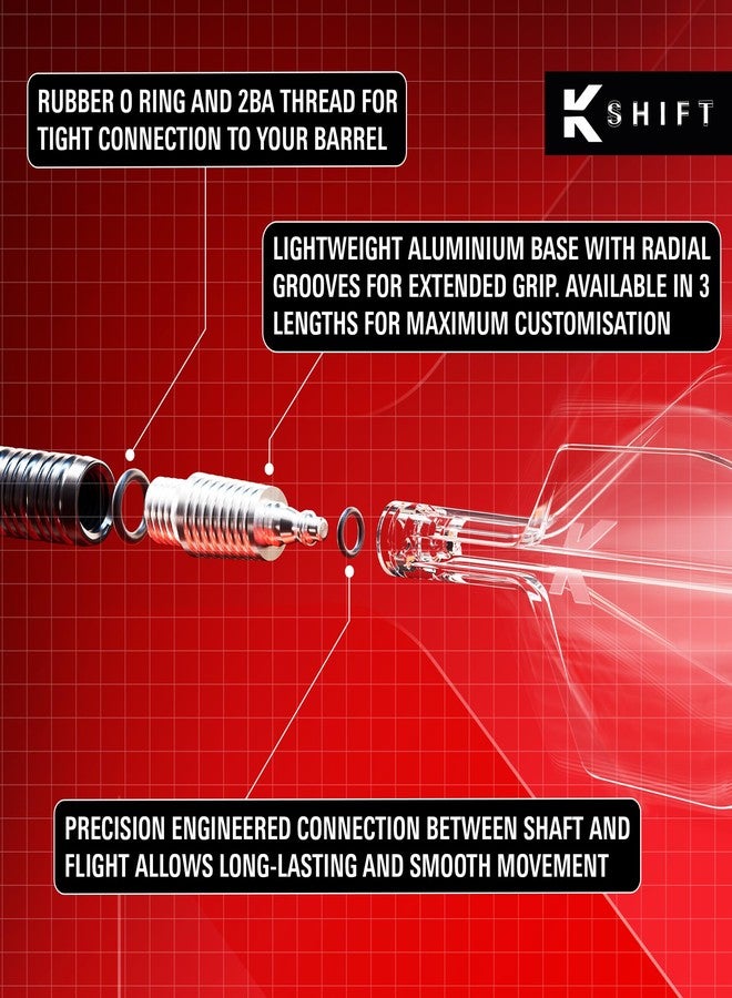 Target Darts K-Shift No.2 Integrated Flights & Shafts | K Shift No. 2 Flight & Shaft System, Clear - K-Flex Medium Shift Spin Base, Professional Dart Accessories - Image 3