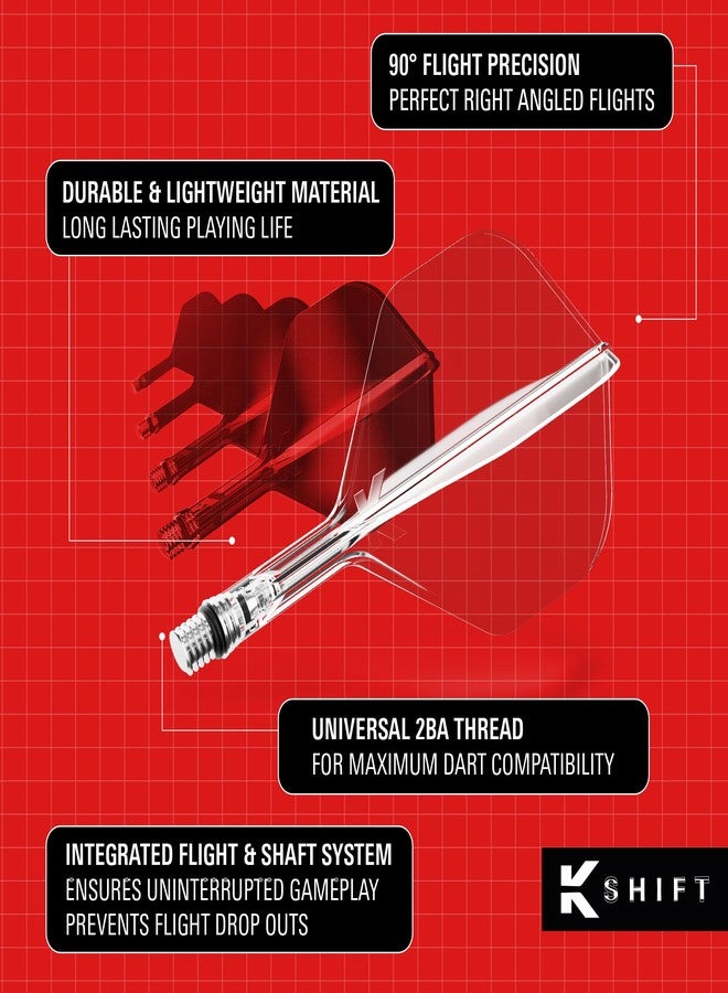 Target Darts K-Shift No.2 Integrated Flights & Shafts | K Shift No. 2 Flight & Shaft System, Clear - K-Flex Medium Shift Spin Base, Professional Dart Accessories - Image 4