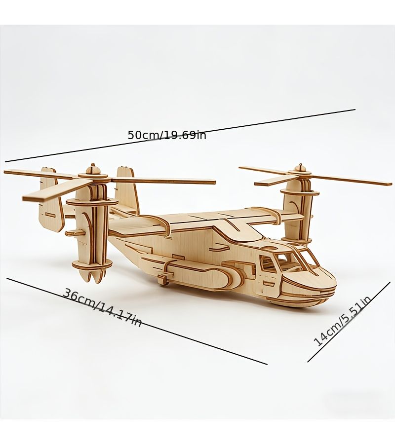 51pcs Wooden 3D Airplane Model Assembly Kit Hands On Thinking Gift - Image 2