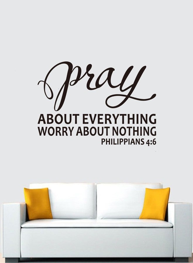 AnFigure Bible Verse Wall Stickers for Bedroom: Christian Quotes Inspirational Living Room Vinyl Art Wall Decals - Pray About Everything 21" X 11" - Image 1