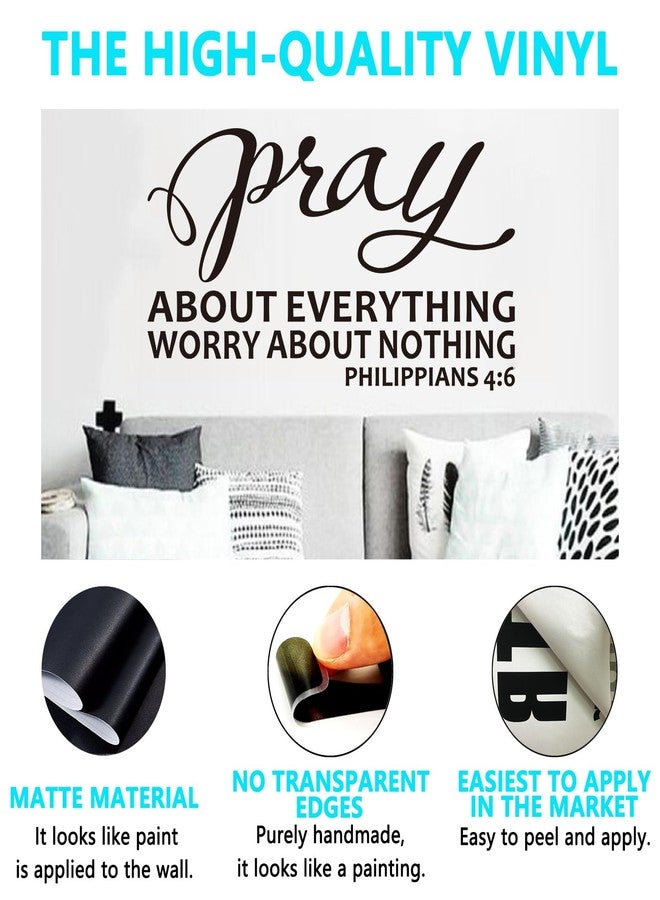 AnFigure Bible Verse Wall Stickers for Bedroom: Christian Quotes Inspirational Living Room Vinyl Art Wall Decals - Pray About Everything 21" X 11" - Image 2