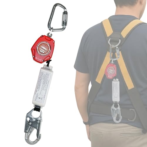 AFP Demon 6 Foot Single Web Leg Self Retracting Lifeline Safety Yoyo, Shock Pack Absorber, Steel Snap Hook & Steel Carabiner Fall Protection Arrest Limiter SRL | OSHA & ANSI Rated - Image 1