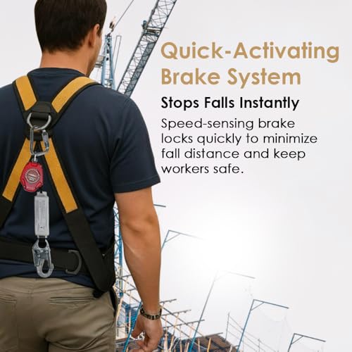 AFP Demon 6 Foot Single Web Leg Self Retracting Lifeline Safety Yoyo, Shock Pack Absorber, Steel Snap Hook & Steel Carabiner Fall Protection Arrest Limiter SRL | OSHA & ANSI Rated - Image 3