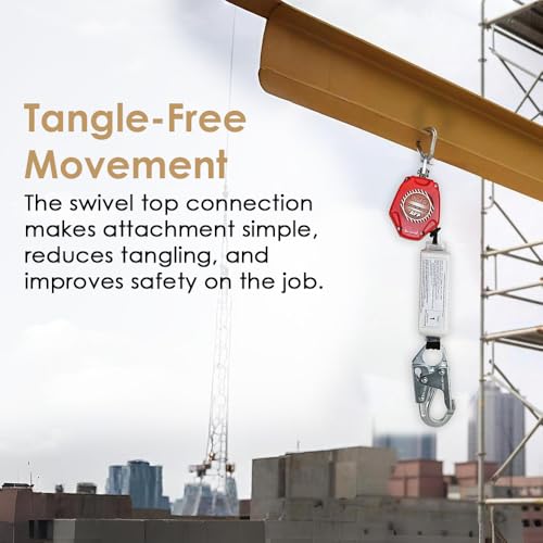 AFP Demon 6 Foot Single Web Leg Self Retracting Lifeline Safety Yoyo, Shock Pack Absorber, Steel Snap Hook & Steel Carabiner Fall Protection Arrest Limiter SRL | OSHA & ANSI Rated - Image 4