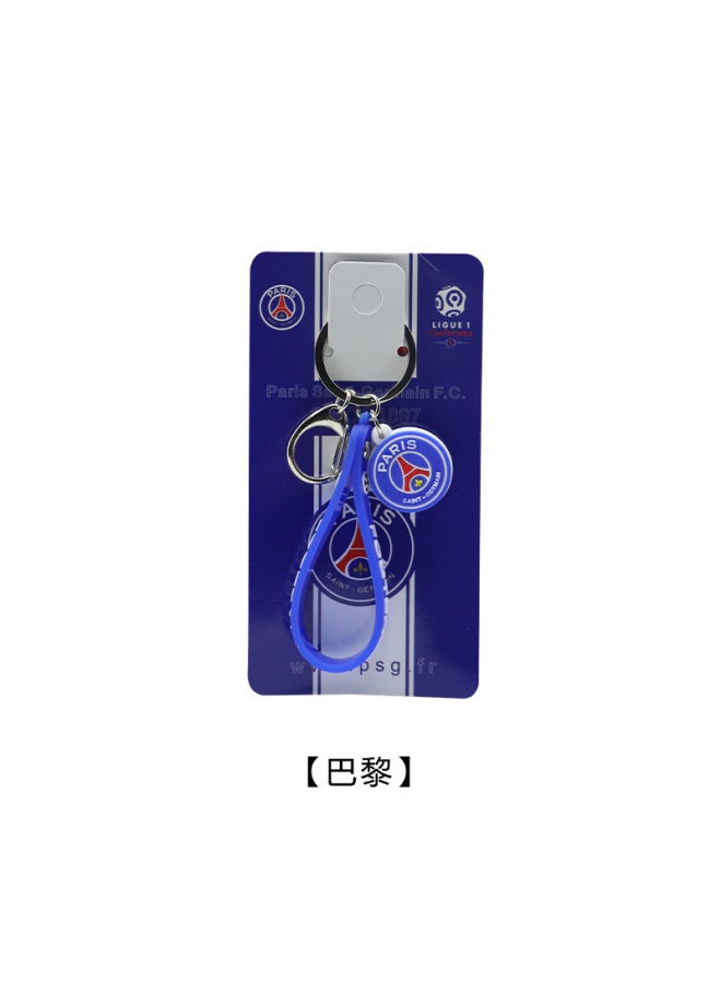 Paris Chelsea Arsenal Liverpool Real Madrid Ball Club Double-sided Pvc Rope Keychain Football Fans Pendant