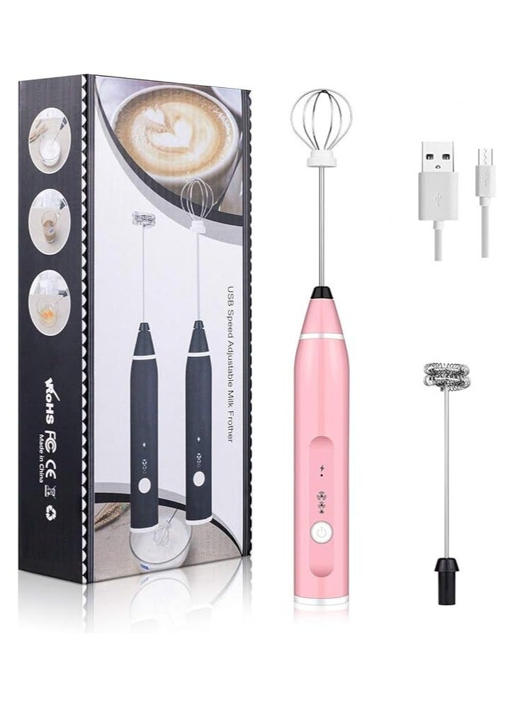 Handheld Coffee & Milk Frother – Pink – USB - Image 1