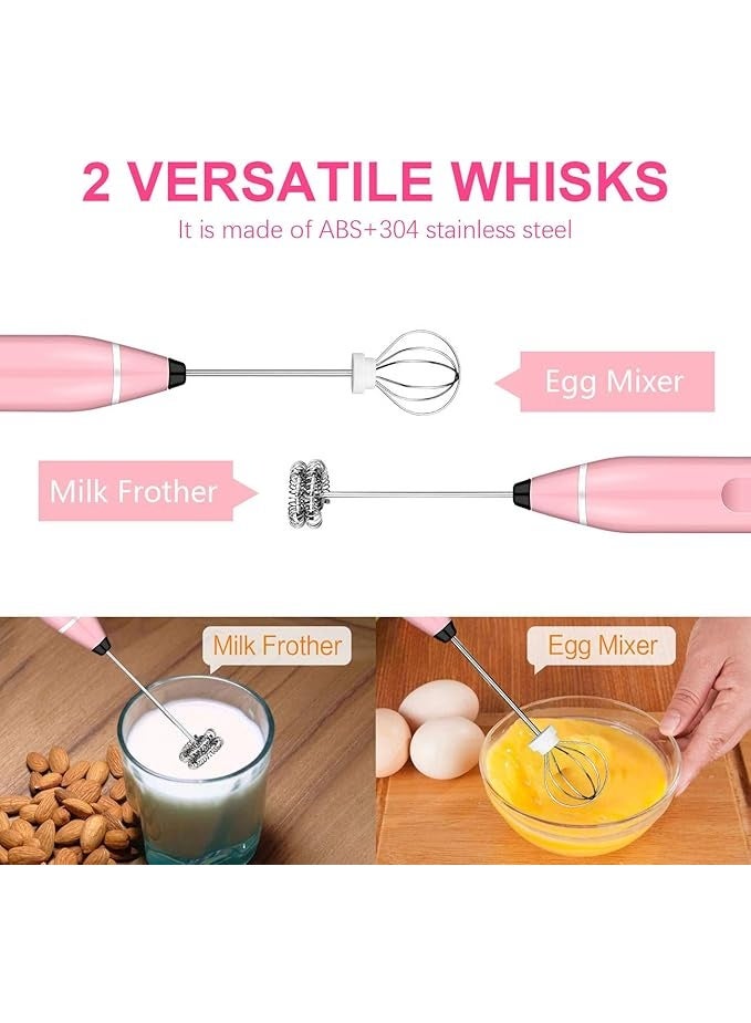 Handheld Coffee & Milk Frother – Pink – USB - Image 5