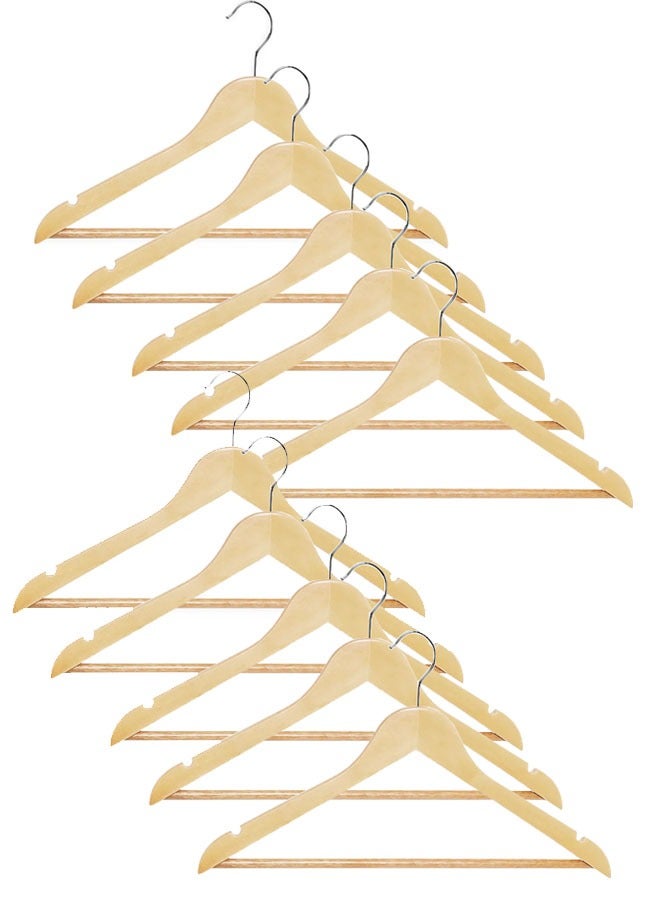 KLNAMAEAAN Pack of 10 Kids Non-Slip Swivel Hook Wooden Hangers - Image 1