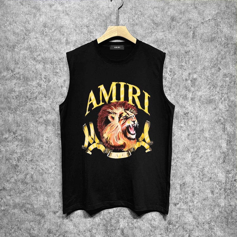Amiri Trendy Brand Vintage American Washed Printed Waistcoat For Men And Women - Image 3