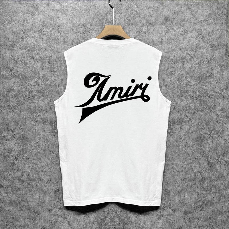 Amiri Trendy Brand Vintage American Washed Printed Waistcoat For Men And Women - Image 1