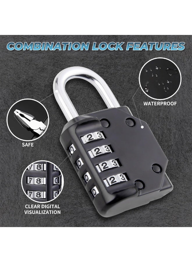 Arabest Pack of 4 Combination Padlock, 4 Digit Lock, Code Resettable Locker Lock, Heavy Duty Waterproof Indoor and Outdoor Use for School Luggage Gym Cabinet Gate Fence, Black - Image 3