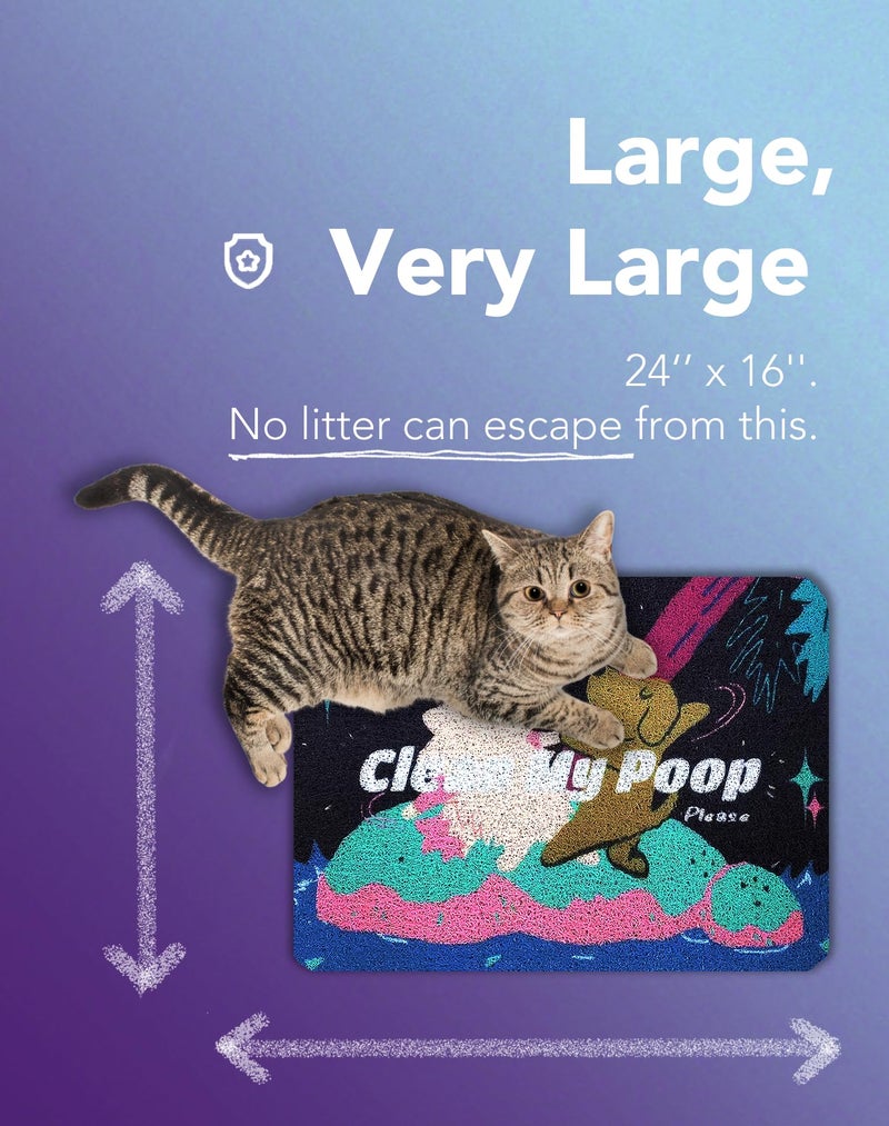 LukamooÂ® Cute Cat Litter Mat (24â€™â€™x16â€™â€™), for Kitty Litter & Cat Litter Box, Independent Artist Designed (Island Waltz) - Image 3