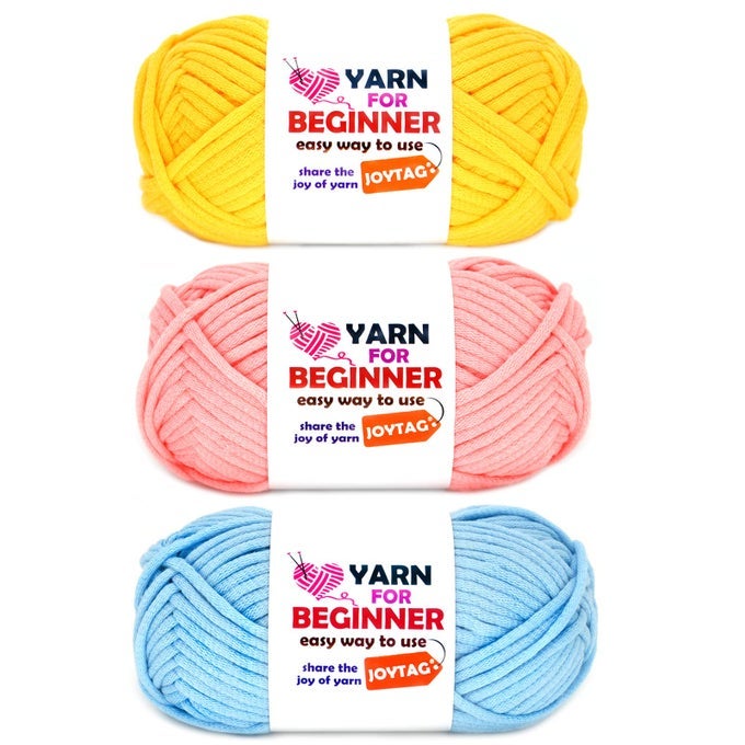 YARN FOR CROCHETING AND KNITTING COTTON CROCHET KNITTING YARN FOR BEGINNERS WITH EASYTOSEE STITCHES COTTONNYLON BLEND EASY YARN FOR BEGINNERS CROCHET KIT3X50GYELLOWPINKBLUE