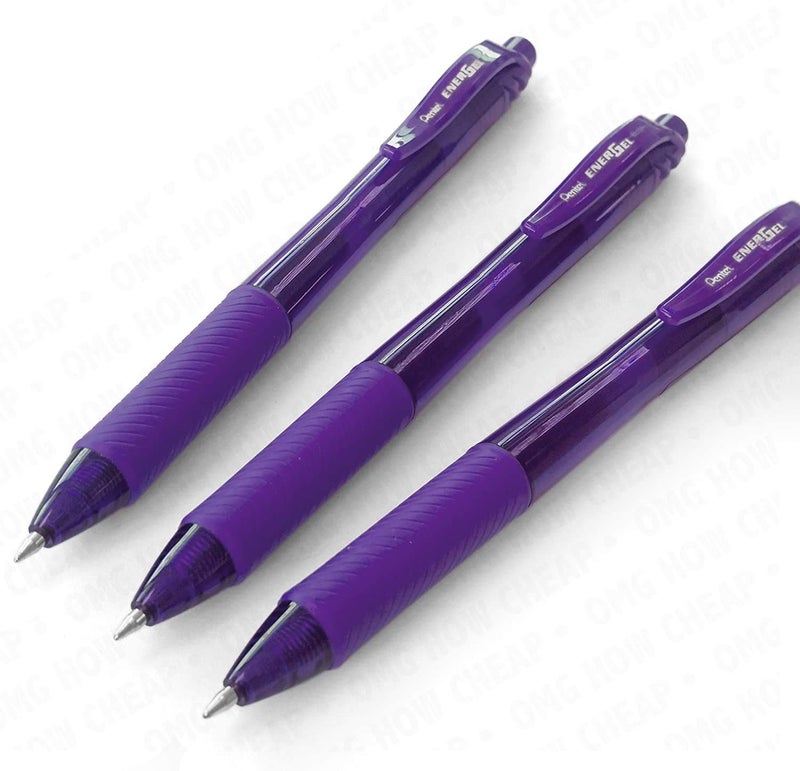 Pentel قلم حبر جل قابل للسحب Pentel EnerGel X BL107 - 0.7 مم - 84% معاد تدويره - بنفسجي - عبوة من 3 - Image 1