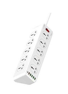 JBQ 2500W 10 Sockets With 5 USB Ports And 1 Type-C PD Port Desktop Extension Home Charger With 2M UK Power Cord White  - Image 2