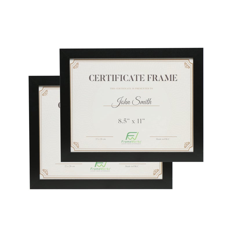 Frameworks 8.5x11 إطارات المستندات الخشبية الكلاسيكية الزجاج / الأسود / 2. - Image 1