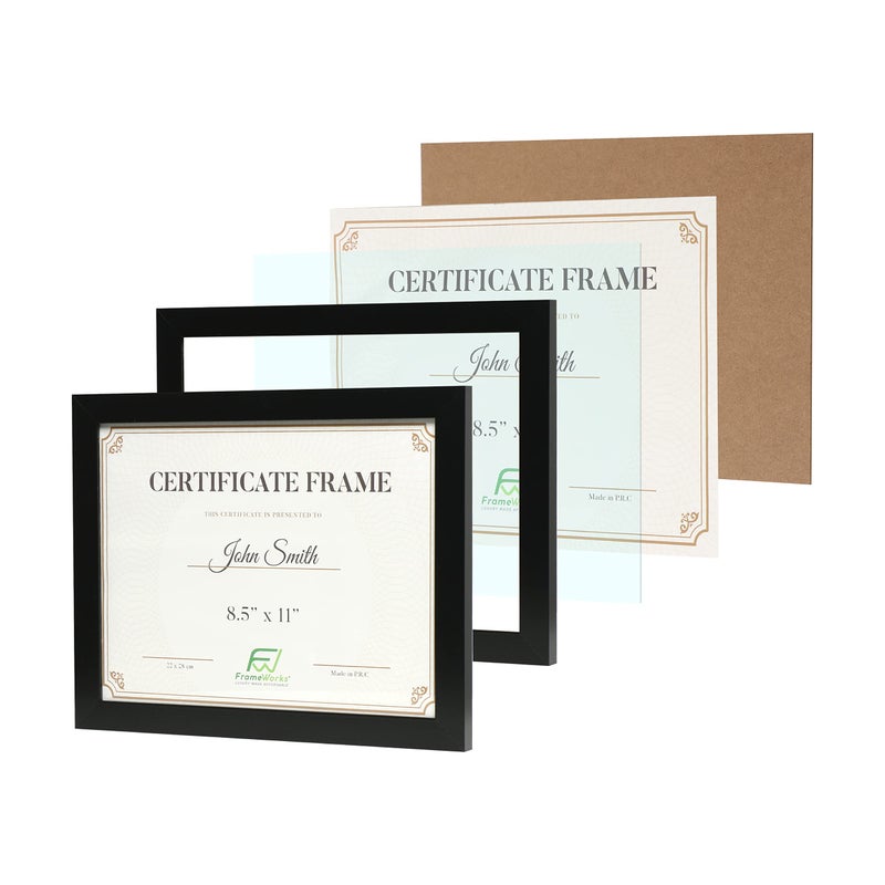 Frameworks 8.5x11 إطارات المستندات الخشبية الكلاسيكية الزجاج / الأسود / 2. - Image 5