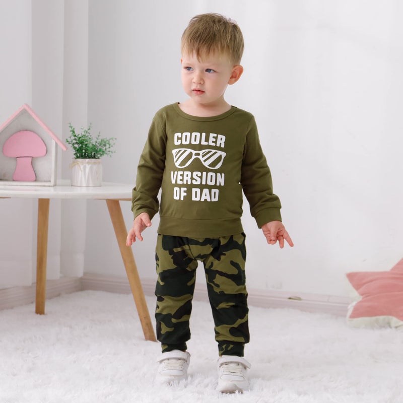 YALLET 18-24 Months Baby Boy Clothes Toddler Fall Winter Outfit Letter Print Long Sleeve Clothing 2PC Infant Hoodie Sweatshirts + Pants Set, Green - Image 3