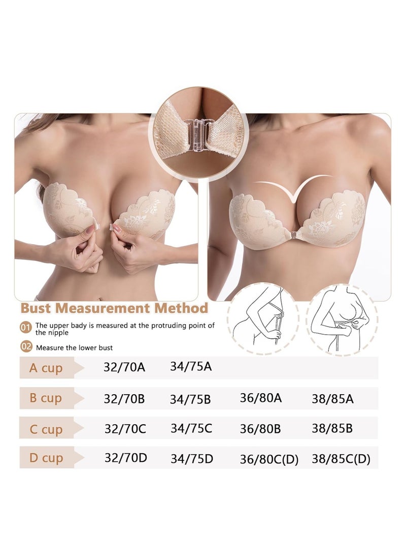 KASTWAVE Push Up Sticky Lace Bra for Women, Reusable Bra Backless Strapless Bra Adhesive Bra, Comfortable Invisible Bra for All Backless Clothes Evening Dress, 2 Pack - C Cup - Image 4