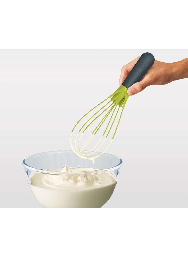 Joseph Joseph - Twist Whisk 2 In 1 Flat And Balloon Whisk Suitable For Non Stick Cookware Silicone Grey/Green - Image 1