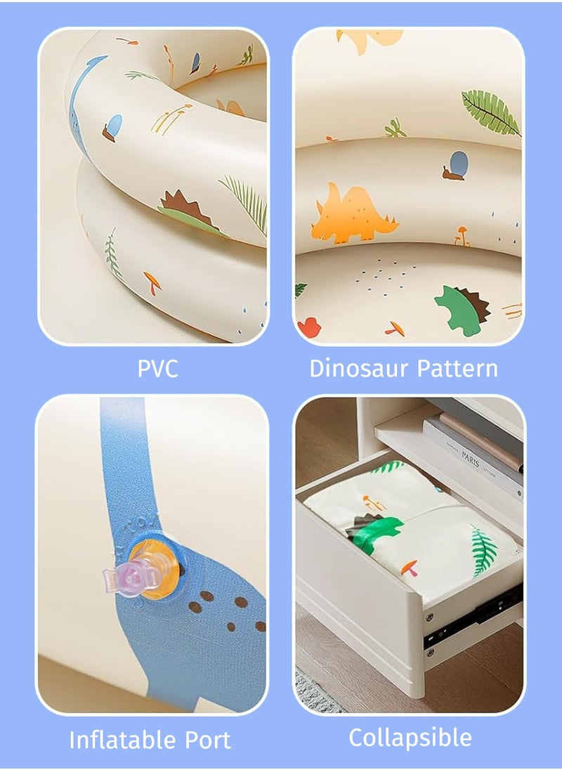 Moovant Inflatable Kids Pool, Portable Backyard Beach 2-Ring Water Play Pool, Thickened Home Ocean Ball Pit with Dinosaur Theme  - Image 4