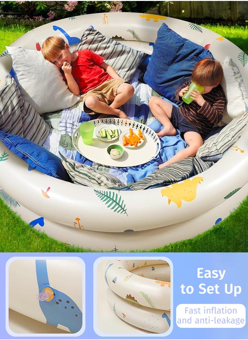 Moovant Inflatable Kids Pool, Portable Backyard Beach 2-Ring Water Play Pool, Thickened Home Ocean Ball Pit with Dinosaur Theme  - Image 3
