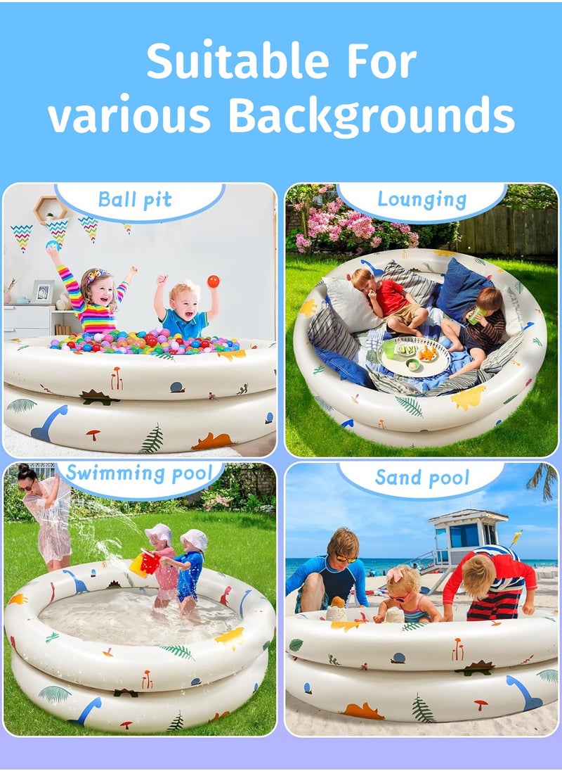 Moovant Inflatable Kids Pool, Portable Backyard Beach 2-Ring Water Play Pool, Thickened Home Ocean Ball Pit with Dinosaur Theme  - Image 2