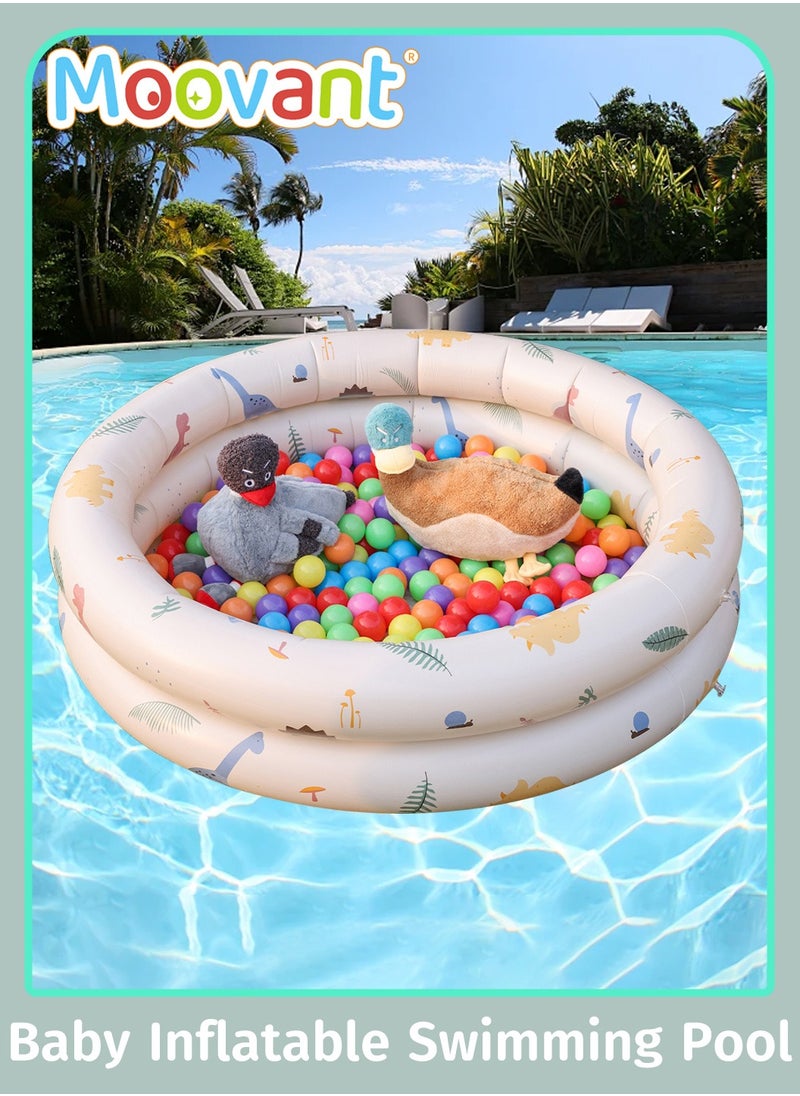 Moovant Inflatable Kids Pool, Portable Backyard Beach 2-Ring Water Play Pool, Thickened Home Ocean Ball Pit with Dinosaur Theme  - Image 1