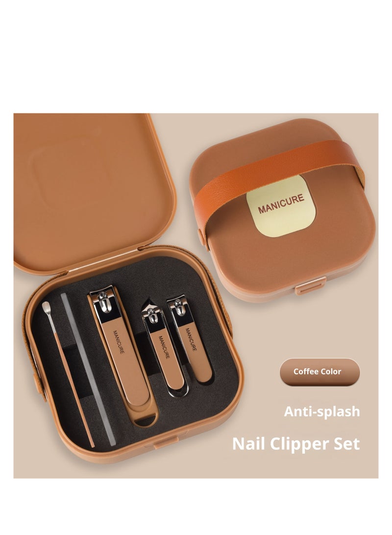 مجموعة مقص الأظافر المحمولة ، علبة تخزين محمولة ، مادة PP مع ملعقة قطف الأذن ، مجموعة مقص الأظافر المصنوعة من الفولاذ المقاوم للصدأ من 5 قطع - Image 1