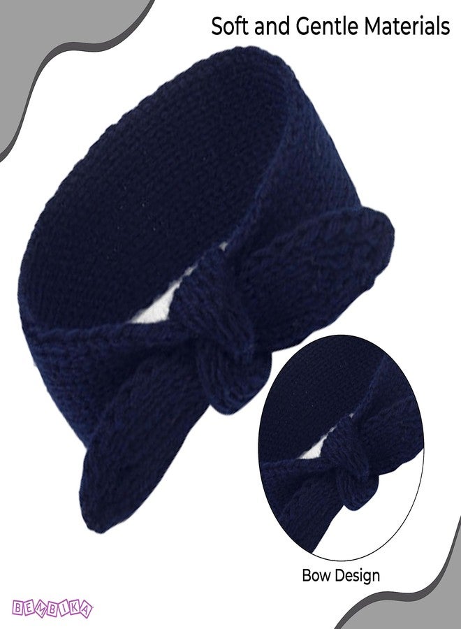 Bembika Beanie with Headband for Baby Girls – Soft & Stylish Hair Accessories, Elastic Newborn Headbands for Girls -(0–24 Months | Dark Blue) - Image 2
